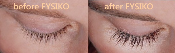 Fysiko eyelash growth serum before and after